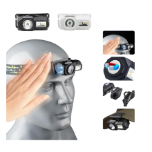 LED Rechargeable Headlamp, 9 Lighting Modes, Motion Sensor, RGB/SOS flashing LED Headlamp for Outdoor Camping, Running, Cycling, Climbing(Black)