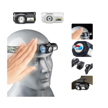 LED Rechargeable Headlamp, 9 Lighting Modes, Motion Sensor, RGB/SOS flashing LED Headlamp for Outdoor Camping, Running, Cycling, Climbing(White)