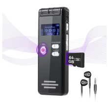 Gravador Digital Ativado Por Voz de 64 Gb com Reprodução Gravador Ativado Por Voz com Fita Dupla Mic de 3072 Kpbs Hd com Redução de Ruído