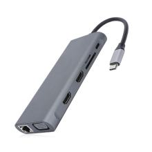 Chronus Type C Hub Multiport Adapter, Portable 12 in 1 USB 3.0 for HDMI VGA PD USB Hub for OS X Laptop Docking Station Adapter(Gray)
