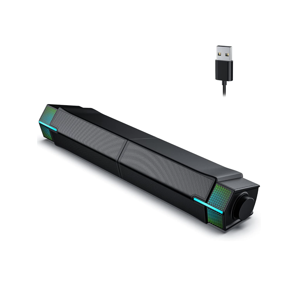 Chronus Bluetooth Computer Speakers For Pc Desktop Monitor, Gaming Pc Sound Bar - Wired Usb-Powered, Superb Stereo Sound, With Gradient Led 6976919879829