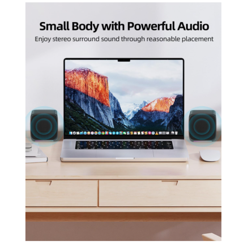 Computer Speakers,Computer Speakers for Desktop PC,Desktop Speakers,Small Computer Speakers USB Powered 3.5mm Aux Speaker for PC,Laptop,Phone(Black) 2