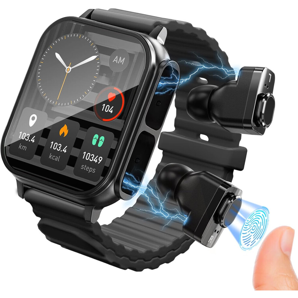 Chronus Smart Watch With Earbuds, 1.96 Inch, Ip67 Waterproof Fitness Tracker For Android/Ios With Heart Rate Blood Oxygen Sleep Monitor, Sports Call 6976919879867