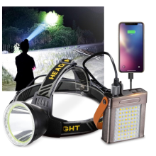 LED Headlamp Super Bright Rechargeable Headlamps with a Seperate Battery Power Pack, Suitable for Hard Hat, Camping,Fishing, Emergency Use(Black)