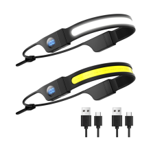 Headlamp 2 Pack, Bright Head Lights for Forehead, 3 Modes White Red Light, Waterproof USB C Head Lamps for Camping, Hiking, Running, Fishing(Black)