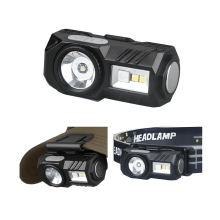 LED Headlamp Rechargeable, Cap Light Clip on Hat, 800 Lumen Head Lamp with 9 Modes, Gesture Sensing, IPX4 Waterproof, Head Lights for Forehead(Black)
