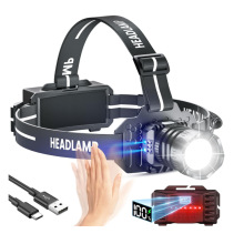 LED Rechargeable Headlamp, IPX6 Waterproof Zoomable Head Lights for Forehead, 90 Adjustable Headlamps for Camping Hiking Hunting Fishing(Black)