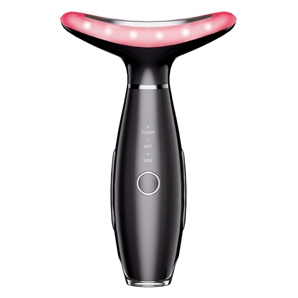 Chronus Black Neck Face Beauty Device, Vibration Face Massager, 3 In 1 Face Sculpting Tool Facial Massager For Double Chin, Thermals And Skin Care