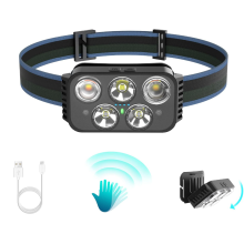 Headlamp Rechargeable, Waterproof Head Flashlights with White Red Light, 6 Modes Headlamp Flashlight for Camping Cycling Running(Black)