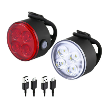 Luzes de Bicicleta Dianteiras e Traseiras Luzes de Bicicleta para Passeios Noturnos com 4 Modos de Luz Usb Recarregável Conjunto de Farol de