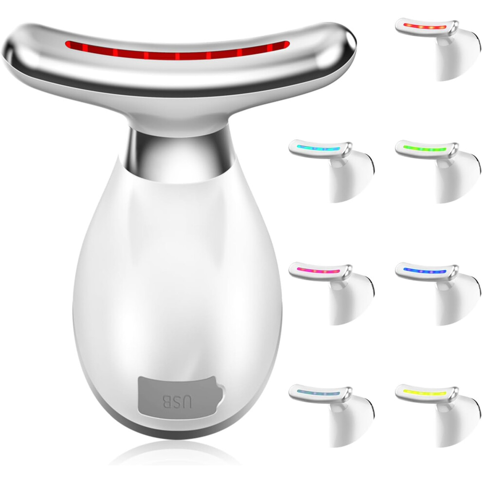 Chronus Face And Neck Massager, 7 Color Beauty Device For Face And Neck, Facial Massager With Vibration And Thermal Modes, Beauty Massager For Skin