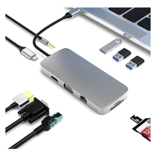 Chronus USB C Hub, USB C to HDMI and SD Card Reader, USB C to 3.5mm Audio Adapter and Ethernet Adapter, VGA to USB C Port, 3 x USB Ports, 100W USB