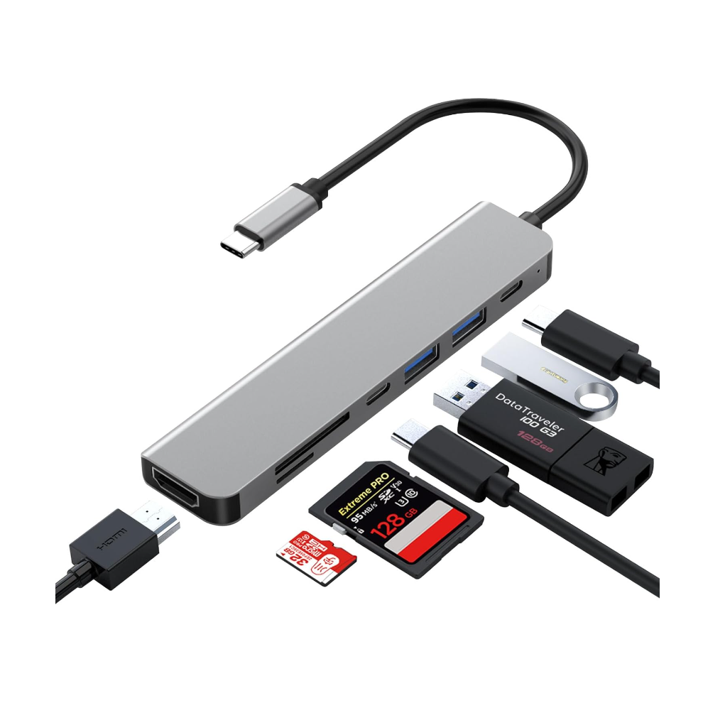 Chronus 7 In 1 Usb C Docking Station With 4K Hdmi,100W Pd, 3 5Gbps Data Ports(1 Usb-C & 2 Usb 3.0),Tf/Sd Card Reader(Gray) Gray 6976919878426