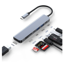 Chronus 7-in-1 USB-C Hub, 4K HDMI, 100W PD, SD/TF, USB 3.0 Adapter Gray