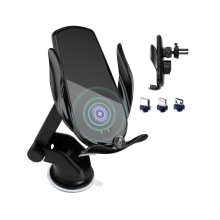 Chronus 15W Wireless Car Charger with Auto-Clamp Mount - Secure, Fast Charging for iPhone & Android (Black)
