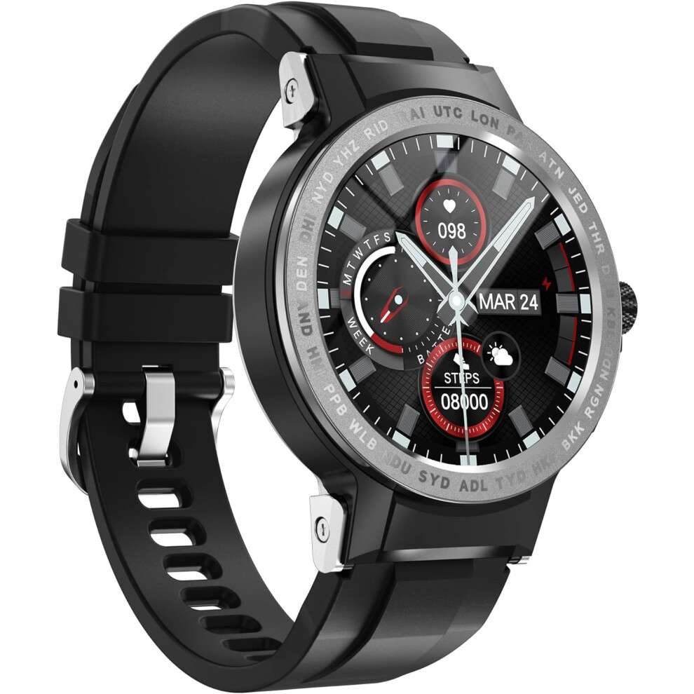 Chronus Smart Watches For Android Ios Iphone Ip68 Waterproof Bluetooth Sleep Fitness Tracker - Black 6976919875852