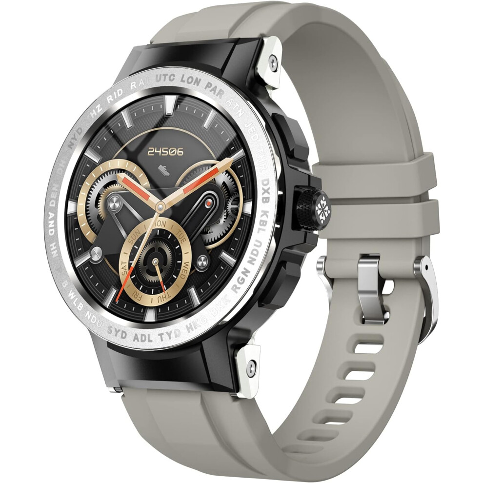 Chronus Smart Watches For Android Ios Iphone Ip68 Waterproof Bluetooth Sleep Fitness Tracker - Silver 6976919875876
