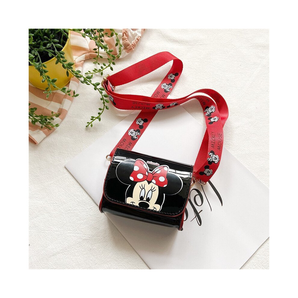 (Black Minnie) Adorable Cartoon Animal Mini Shoulder Bag For Kids Cute Waterproof Pu Leather