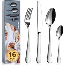 Cutlery Set, BEWOS 16 Piece Stainless Steel Flatware Set