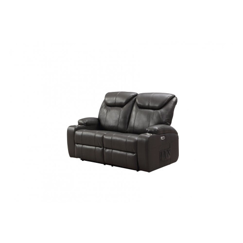Cinema Grey Electric Leather 3+2 Recliner Sofa Set  With Two Cup Holders 1