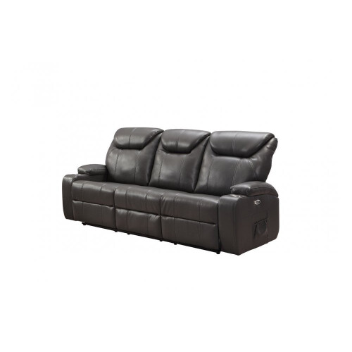 Cinema Grey Electric Leather 3+2 Recliner Sofa Set  With Two Cup Holders 2