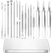 15 Piece Blackhead Removal Tools, Professional Stainless Steel Acne Removal Tool Set With Metal Case
