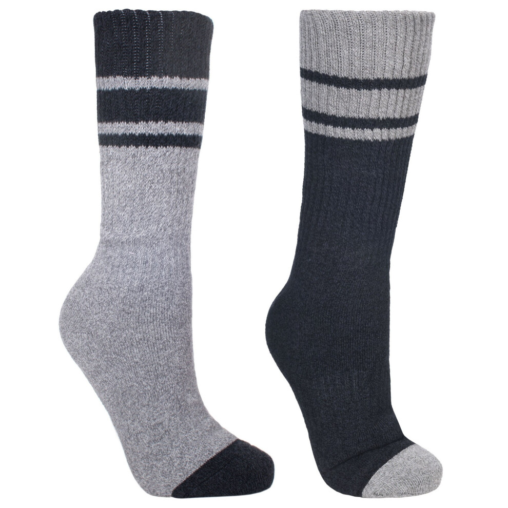 (4/7 UK, Black/Grey Marl) Trespass Mens Hitched Two Tone Anti Blister Hiking Boot Socks (2 Pairs)