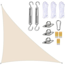 (Beige) 3x4x5m Waterproof Shade Sail Awning Sunshade Triangular Awning-terrace Pool Canopy Triangle For Outdoor Patio Garden Awnings With Fixing Kit