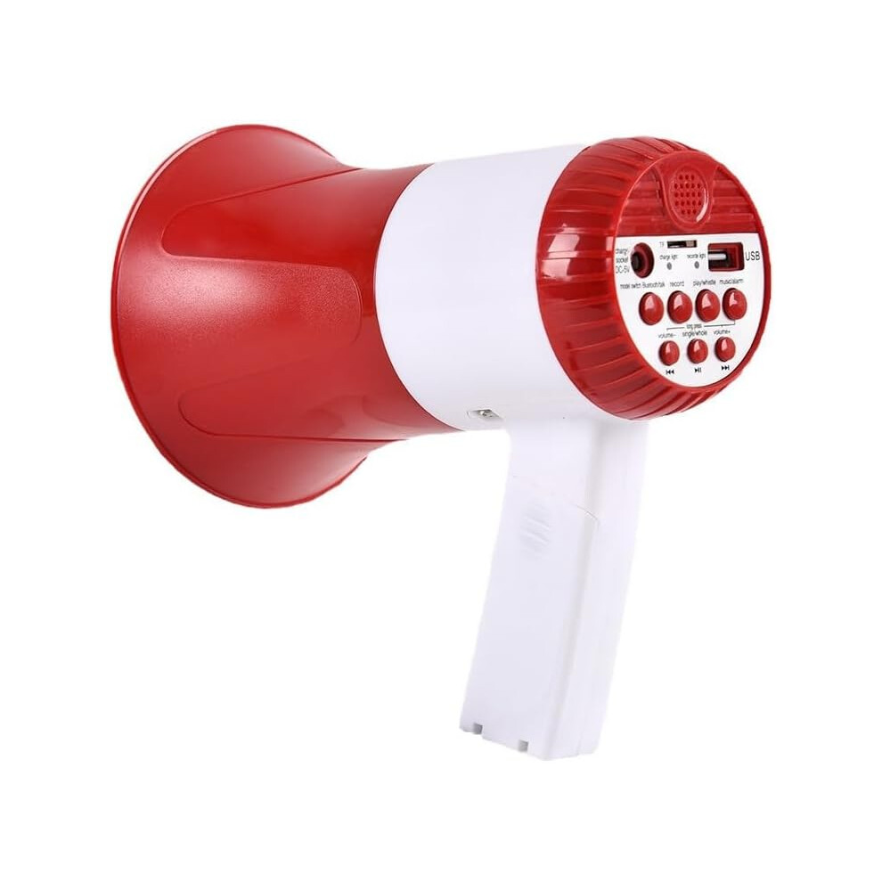 Megaphone Speaker 50W Power Portable Bullhorn Megaphone Voice and Siren/Alarm Modes Volume Control USB Flash Drive TF Card