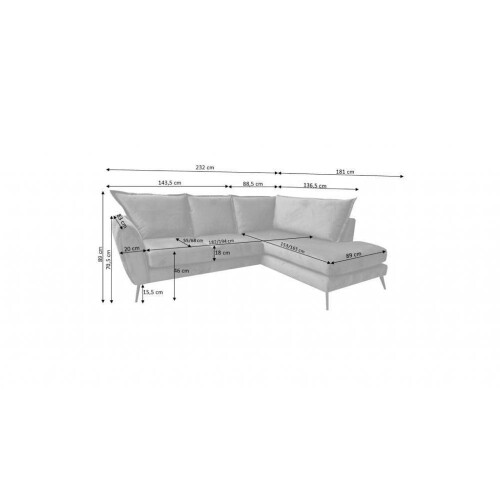 Gabriel Grey Velvet Corner Sofa LHC 2
