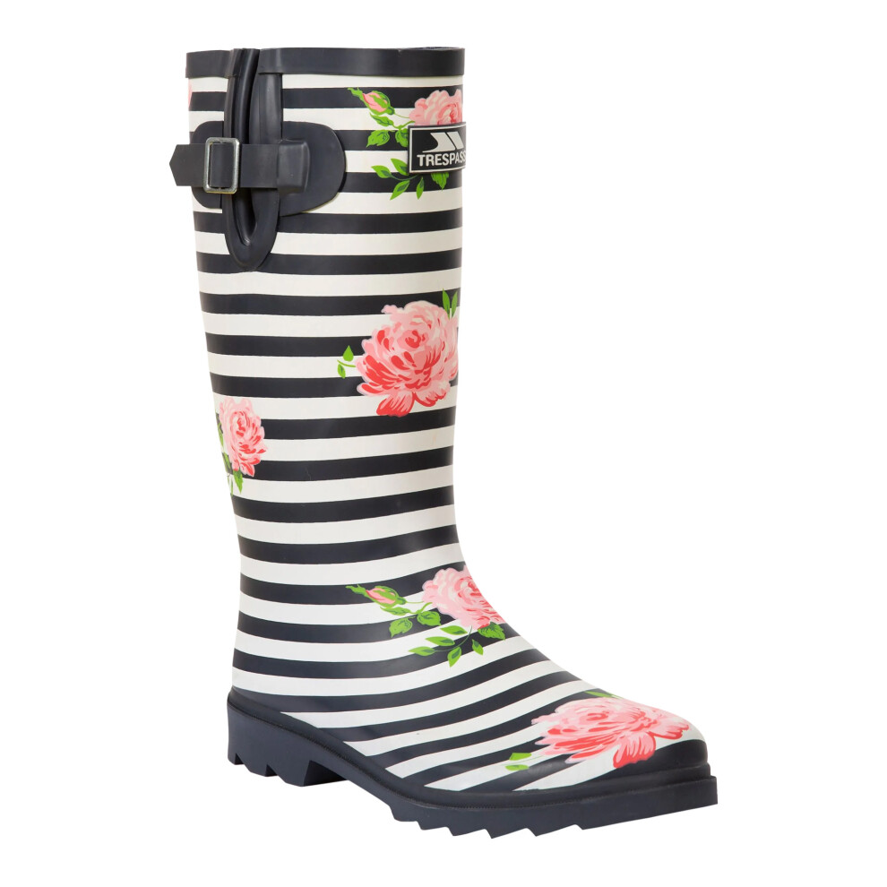 Women's Trespass Womens/Ladies Elena Floral Wellington Boots - Navy White Pink - Size: 8