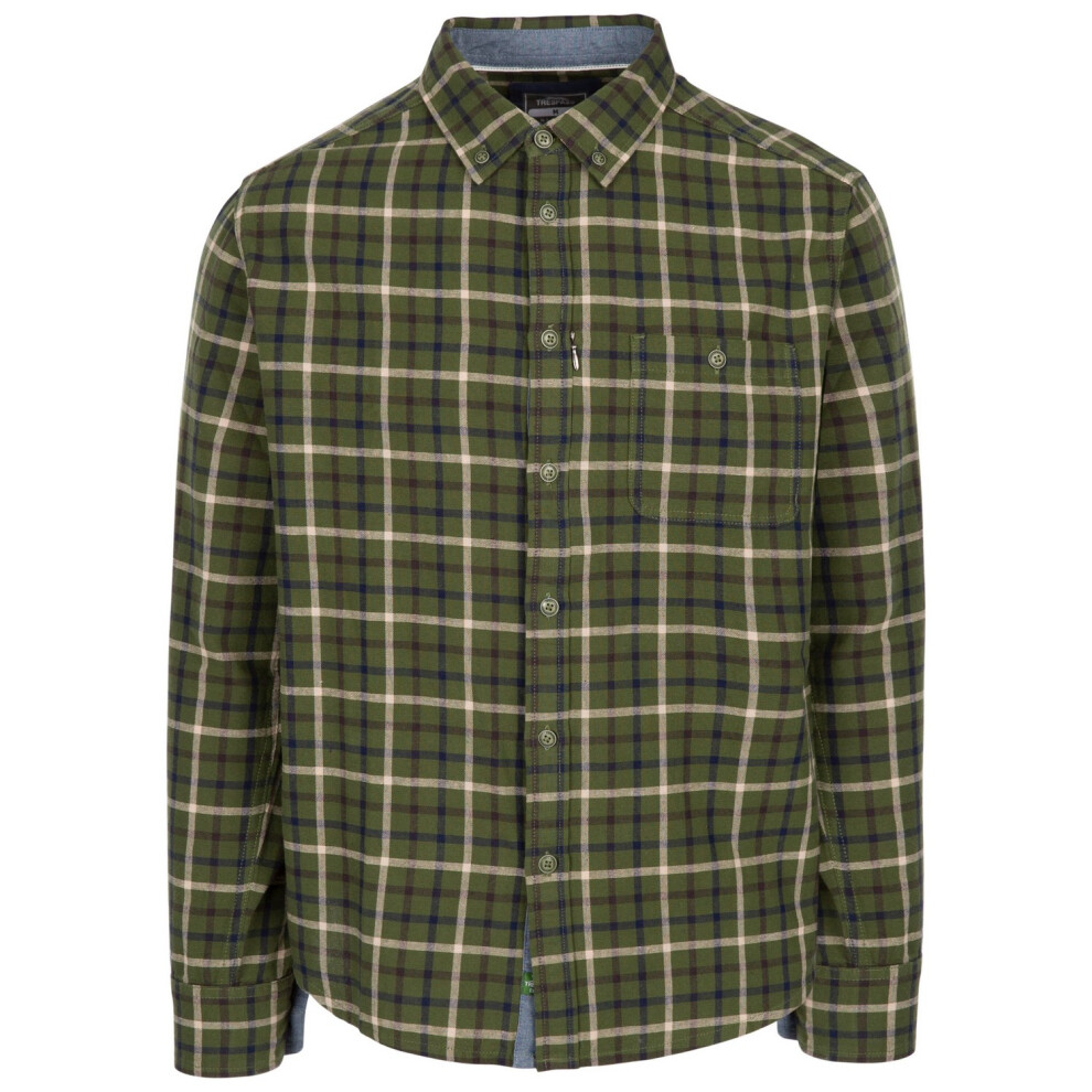 (XS, Green) Trespass Mens Withnell Checked Cotton Shirt