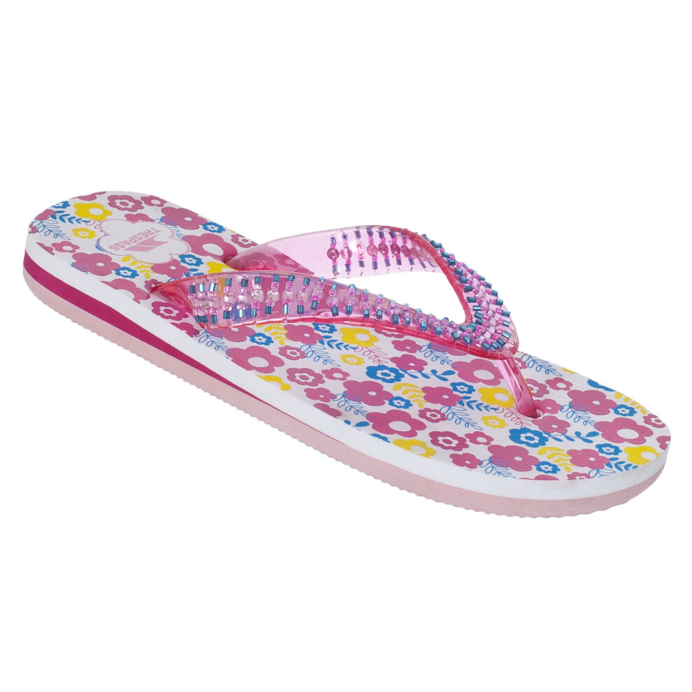 (11 Child UK, Floral Print) Trespass Childrens Girls Eolas Flip Flops