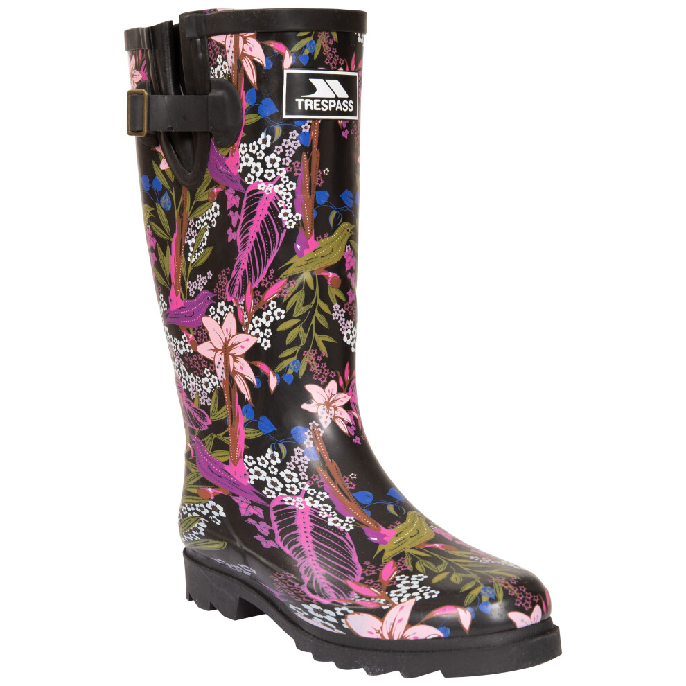 (4 UK, Black/Green Print) Trespass Womens/Ladies Elena Floral Wellington Boots