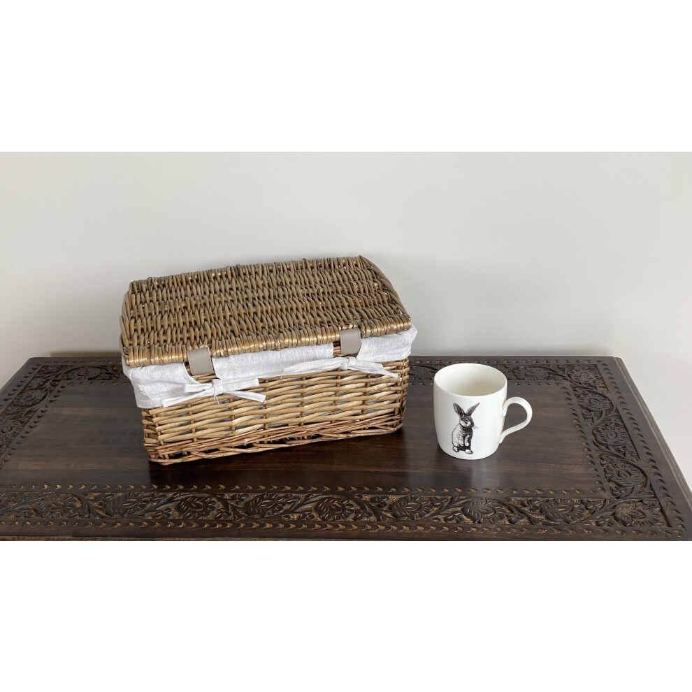 Topfurnishing (Pine, Medium) Lidded Wicker Storage Hamper Basket Lining Medium