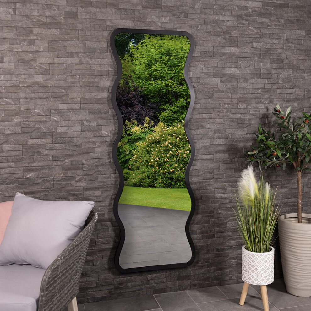 CHARLES BENTLEY Amsterdam Mirror In Black, Weather Resistant, Shatterproof, Wall Mounted Accent Mirror DÃ©cor For Garden, Indoors, Iron, Aluminium