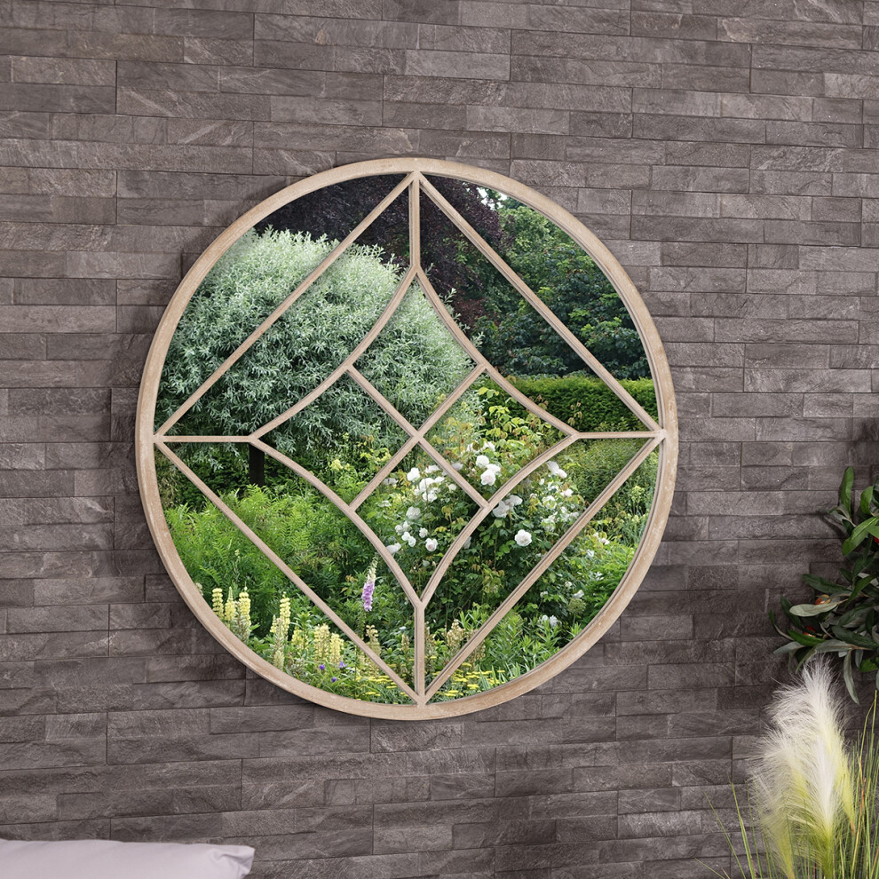 CHARLES BENTLEY LisbonÂ Round Garden Mirror, Durable, Weather Resistant, Shatterproof, Wall Mounted Accent Mirror DÃ©cor For Garden, Inside, Iron