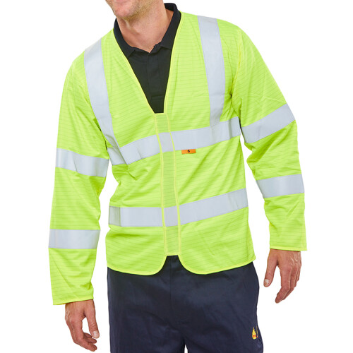 BEESWIFT FIRE RETARDANT HI-VIS JERKIN SATURN YELLOW XXL