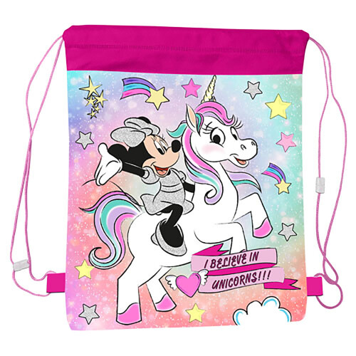 Disney Minnie Mouse Unicorns Drawstring Bag Pull String P.E. Gym School