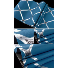 (Navy Blue) 9.5M Modern Geometry Rhombus Gloss Wallpaper Embossed Textured Non-woven Roll