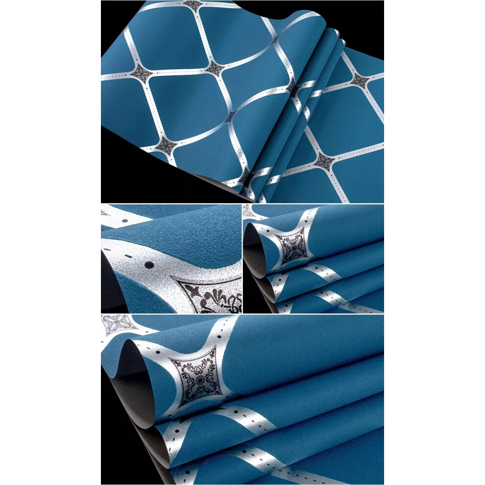 Flemye (Navy ) 9.5M Modern Geometry Rhombus Gloss Wallpaper Embossed Textured Non-Woven Roll Blue