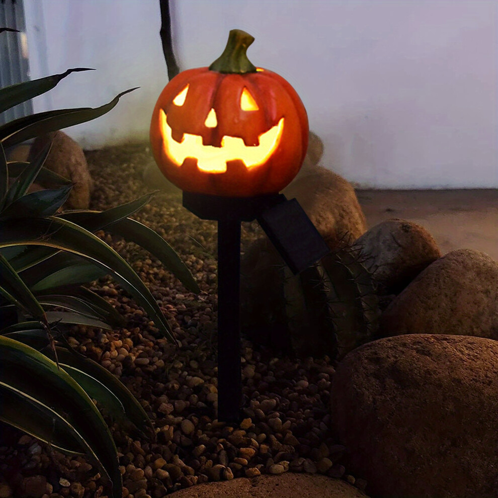 (Warm Light) 1pc Solar Jack-o'-Lantern Light for Outdoor Halloween Decorations