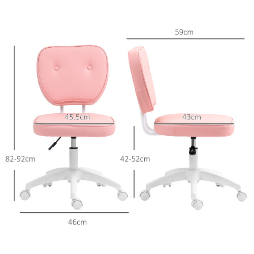 Vinsetto Vinsetto Vanity Task Chair with Adjustable Height, Armless, Pink 1