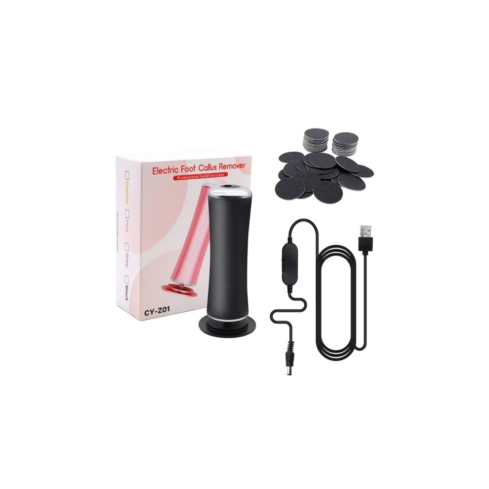 Flemye Black (Black) Electric Callus Remover Pedicure Tool 60Pcs Replacement Sandpaper Discs Cracked Heels Hard Skin Foot File Grinder Sander