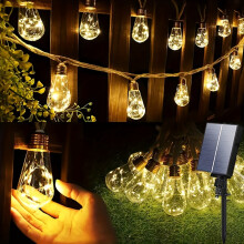 (2pcs 8m-16 Bulbs-160LED) Solar Outdoor String Lights, 8.0meter Retro Hemp Rope Sun Light With 16 LED Bulbs