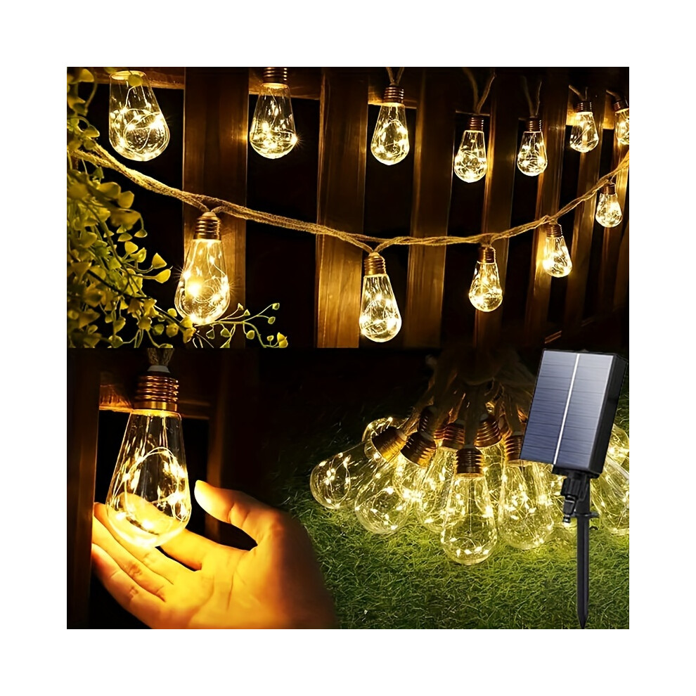 (2pcs 8m-16 Bulbs-160LED) Solar Outdoor String Lights, 8.0meter Retro ...