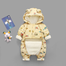 (Yellow, 1-2Years) Baby Kids Down Coat Jumpsuit Newborn Romper Hooded