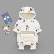 (White, 6-12Months) Baby Kids Down Coat Jumpsuit Newborn Romper Hooded