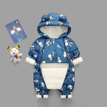 (Royal Blue, 1-2Years) Baby Kids Down Coat Jumpsuit Newborn Romper Hooded