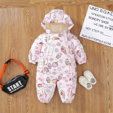 (Rainbow Bunny, 0-6Months) Baby Kids Down Coat Jumpsuit Newborn Romper Hooded